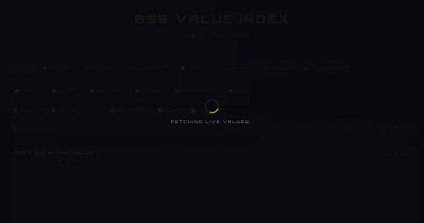 Screenshot of bss values index
