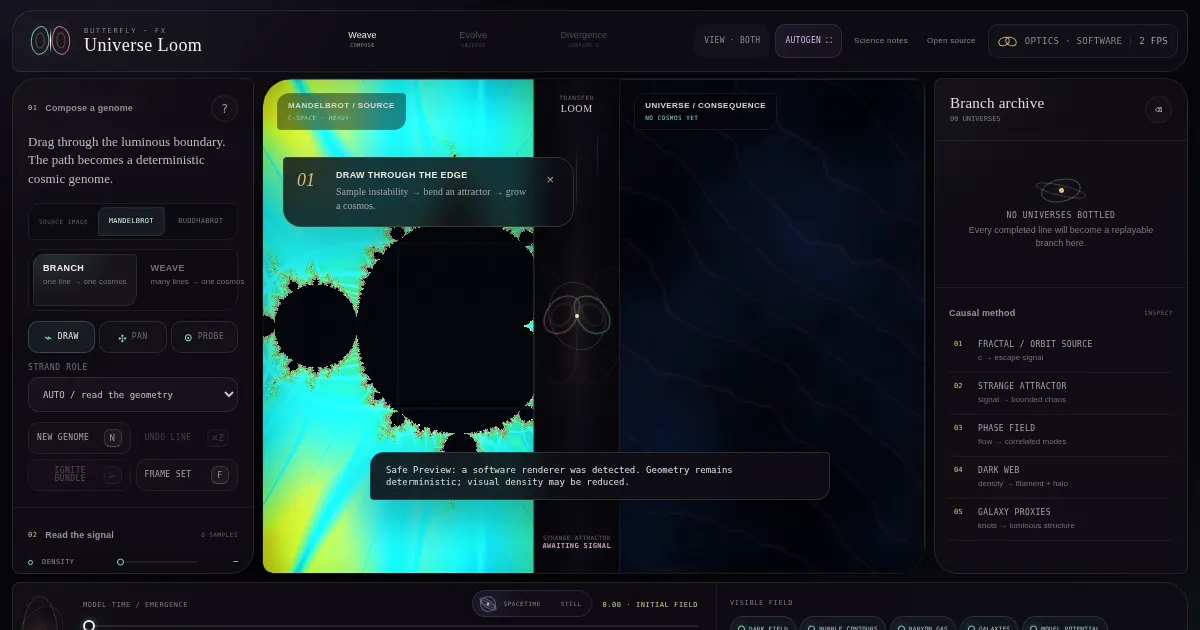 Screenshot of butterfly fx universe loom