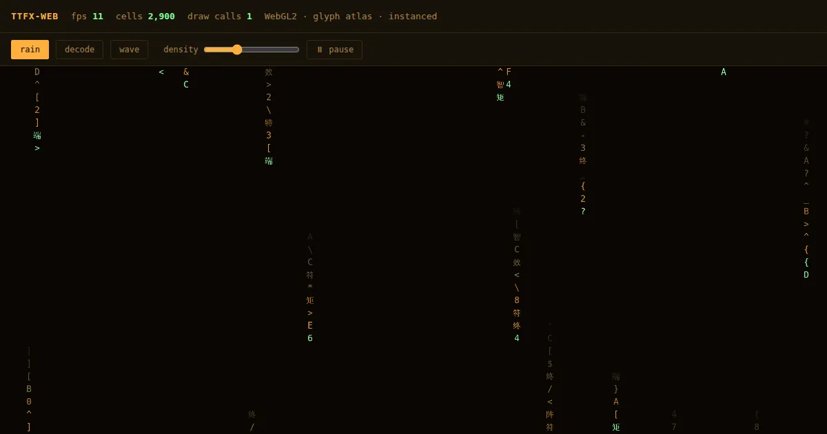 Screenshot of ttfx web