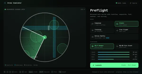 Screenshot of drone simulator