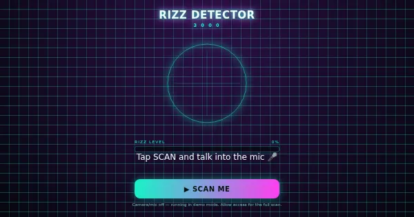 Screenshot of rizz detector 3000