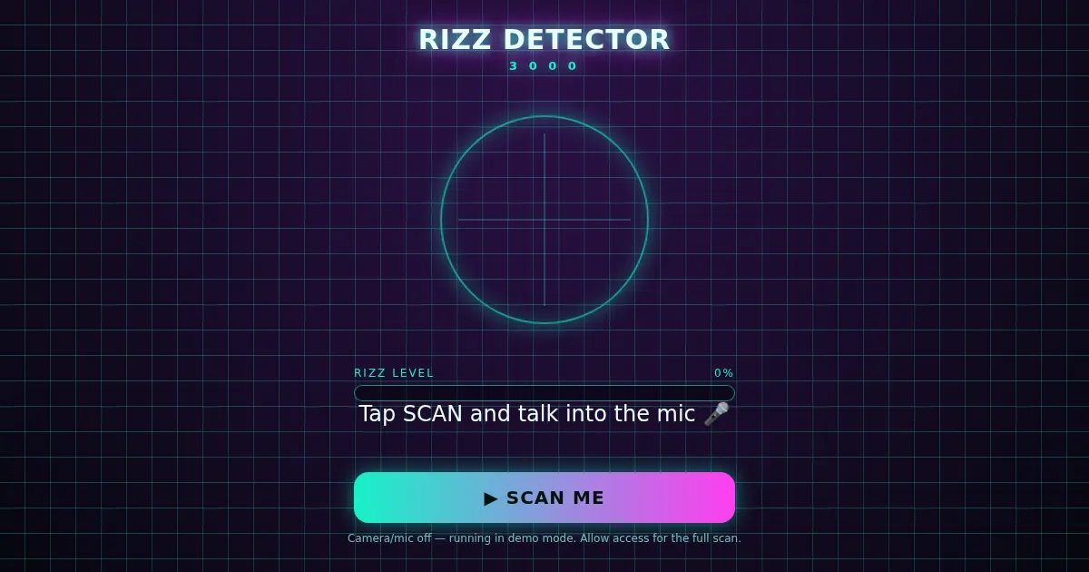 Screenshot of rizz detector 3000
