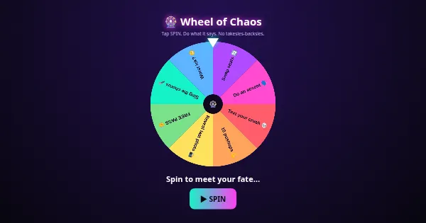 Screenshot of wheel of chaos