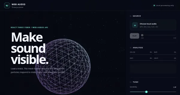 Screenshot of web audio threejs starter