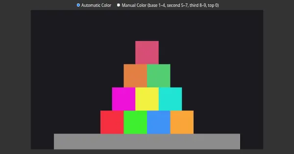Screenshot of Colored squares pyramid