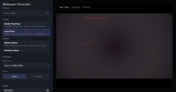 Screenshot of wallpaper generator