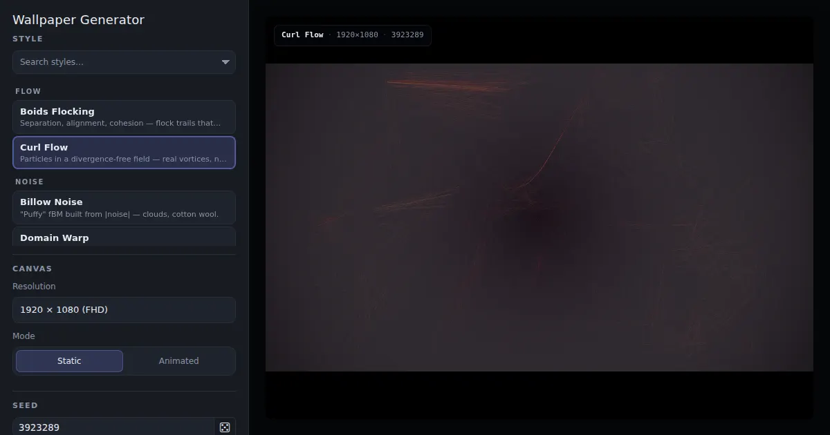 Screenshot of wallpaper generator