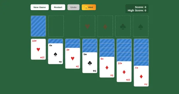 Screenshot of solitaire
