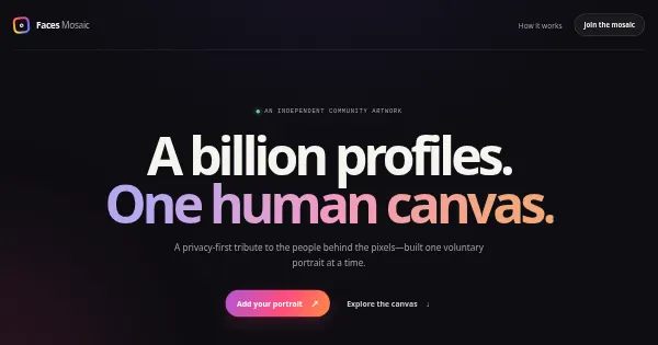 Screenshot of faces mosaic