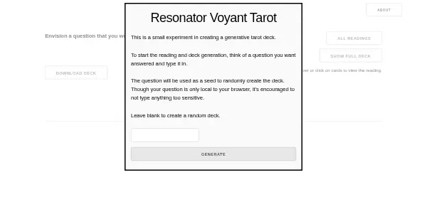 Screenshot of ResonatorVoyantTarot