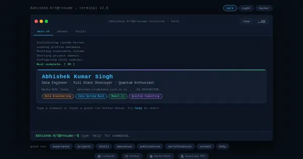 Screenshot of Abhishek KrS.github.io