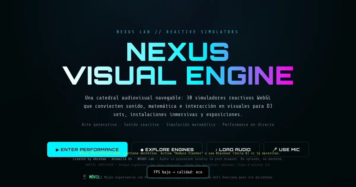 Screenshot of nexus visual engine