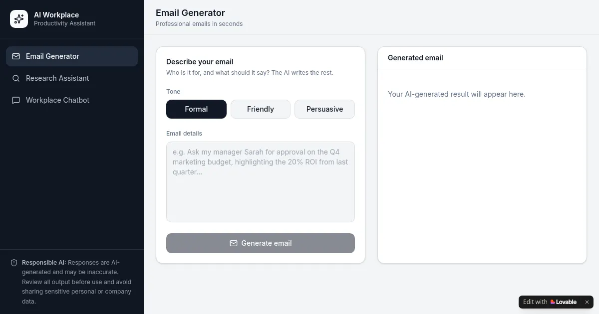 Screenshot of ai productivity companion