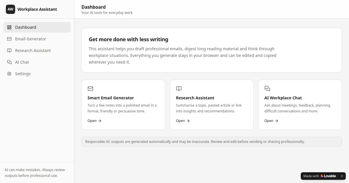 Screenshot of ai productivity hub