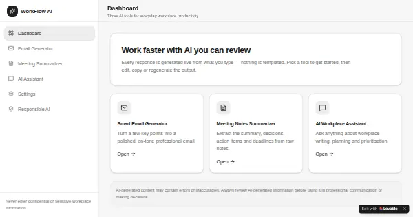 Screenshot of ai workplace companion aaa3dba2