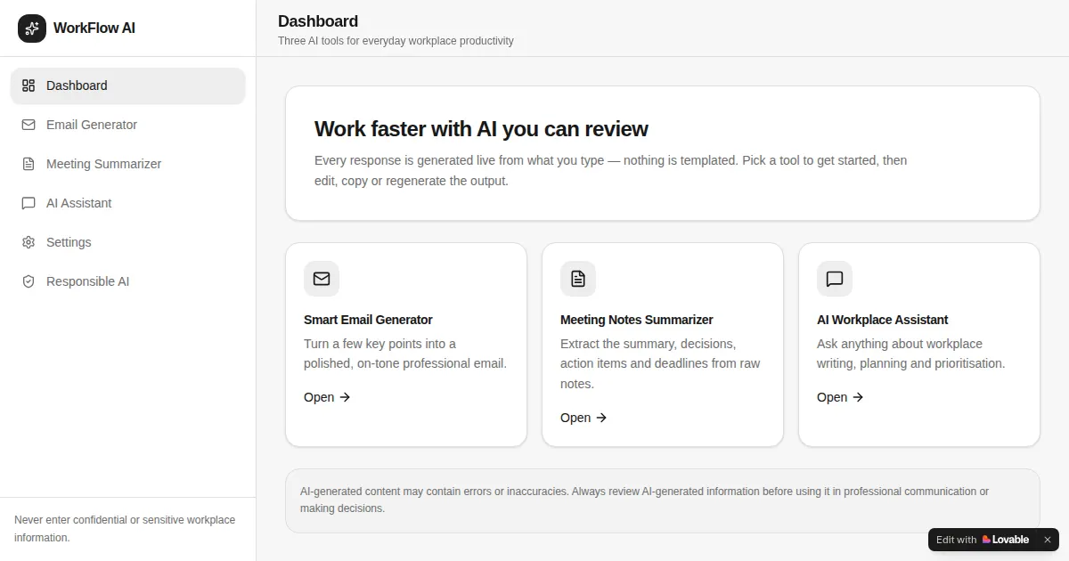 Screenshot of ai workplace companion aaa3dba2