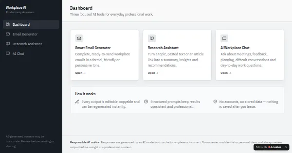 Screenshot of ai workplace hub