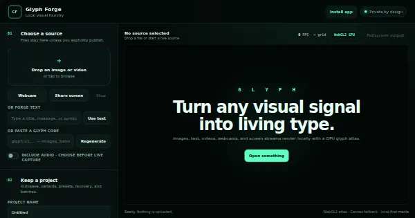 Screenshot of glyph forge
