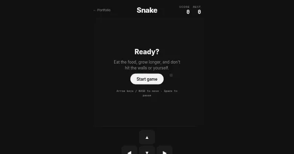 Screenshot of snake game