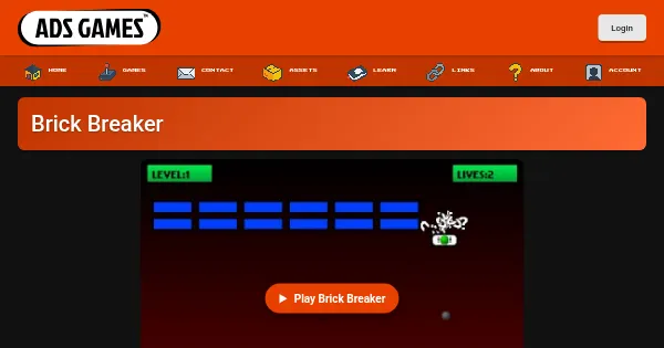 Screenshot of brick breaker js