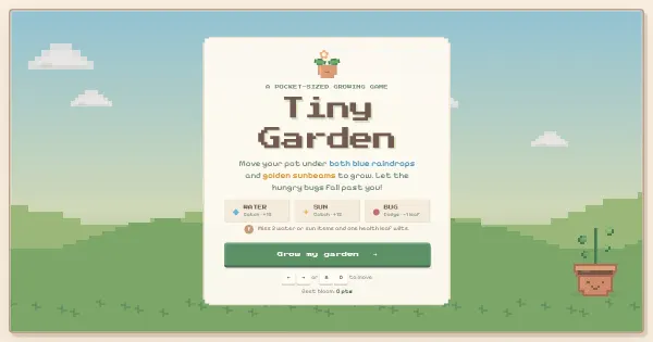 Screenshot of tiny garden