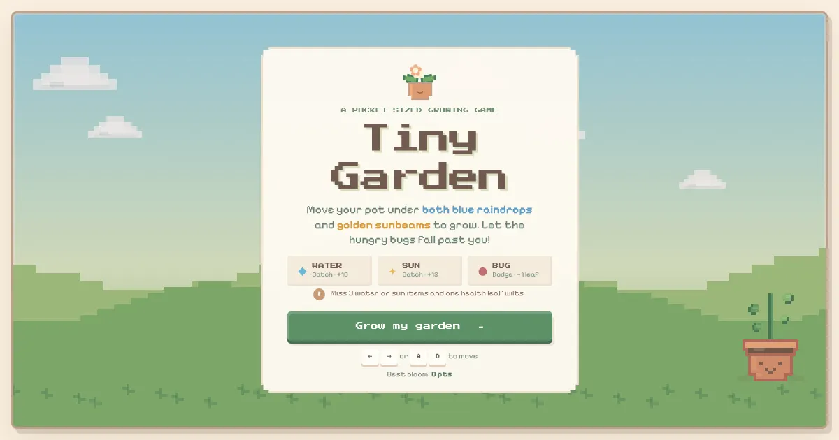 Screenshot of tiny garden