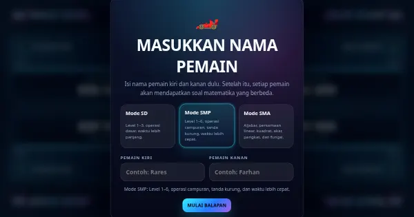 Screenshot of math race duel neon circuit