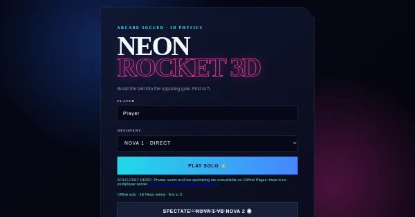 Screenshot of neon rocket