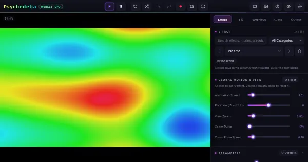 Screenshot of psychedelia studio