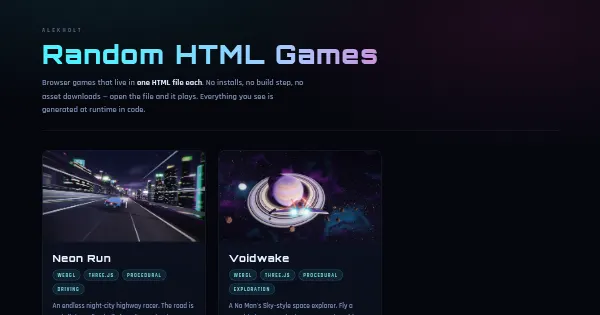 Screenshot of random html games