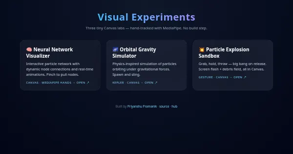 Screenshot of visual experiments