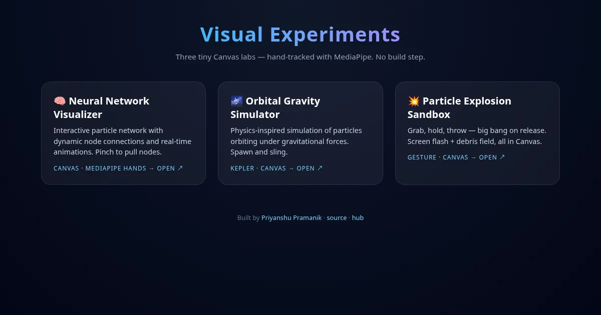 Screenshot of visual experiments
