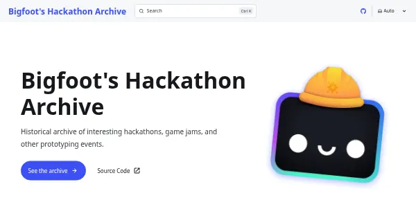 Screenshot of hackathon archive