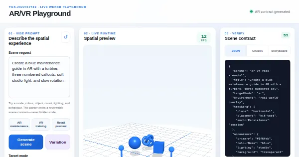 Screenshot of arvr playground