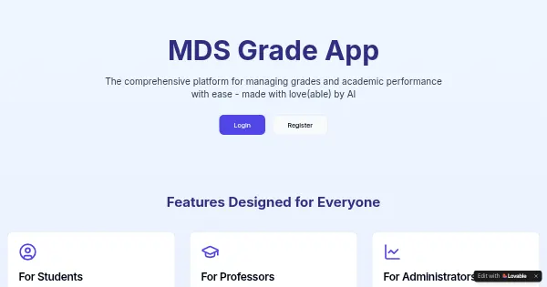 Screenshot of mds grade app