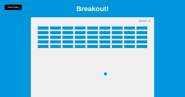 Screenshot of breakout game html css js