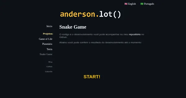 Screenshot of snake game