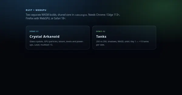 Screenshot of rust webgpu game demos