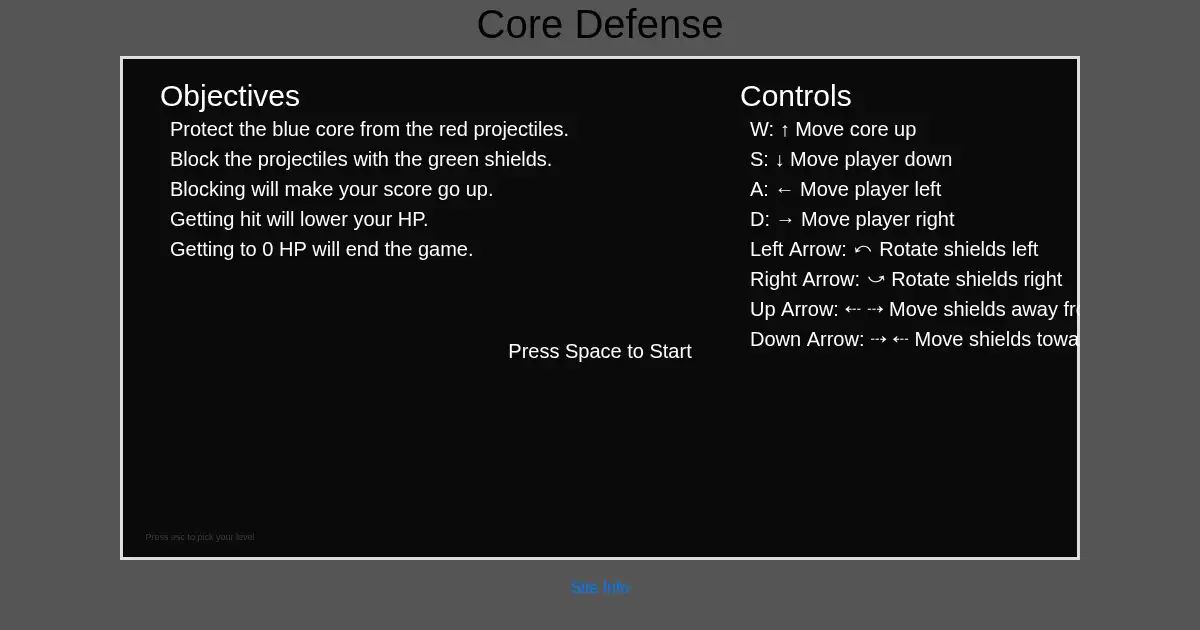 Screenshot of core defense