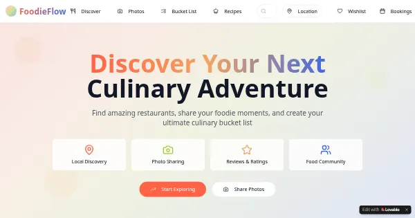Screenshot of FoodieFlow