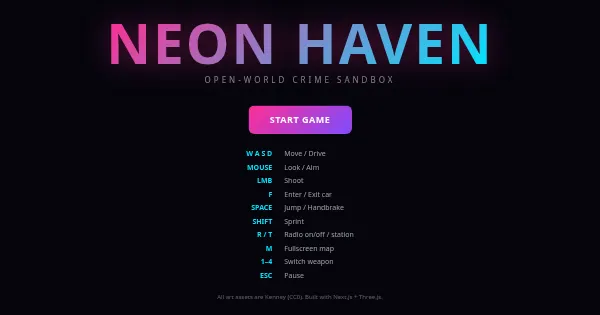 Screenshot of neon haven