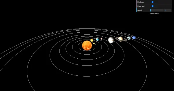 Screenshot of solar system3D