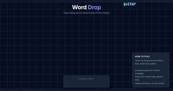 Screenshot of typing game