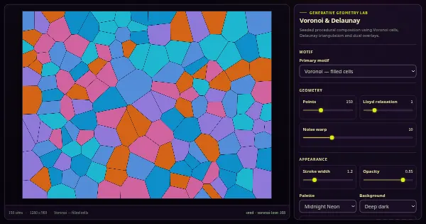 Screenshot of voronoi delaunay art