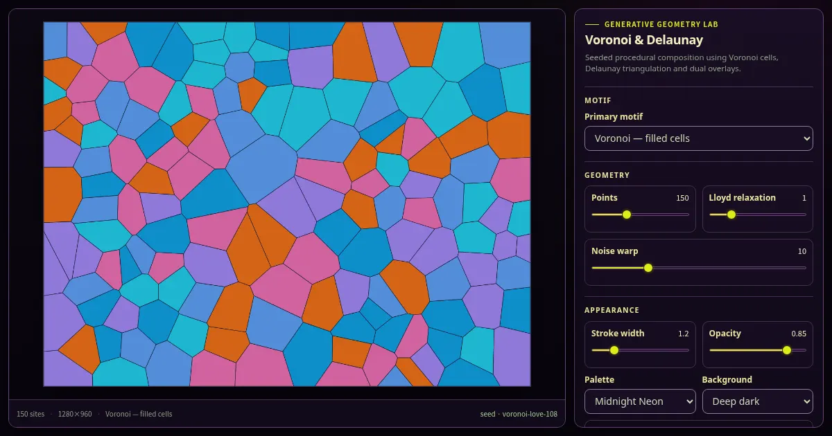 Screenshot of voronoi delaunay art