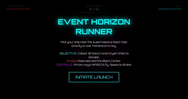 Screenshot of event horizon runner