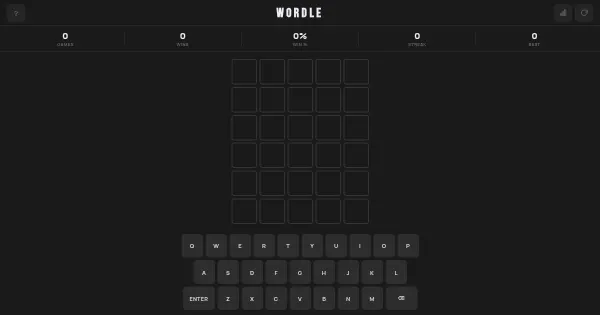 Screenshot of wordle