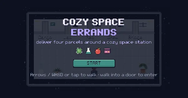 Screenshot of cozy space errands