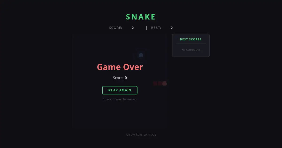 Screenshot of snake game