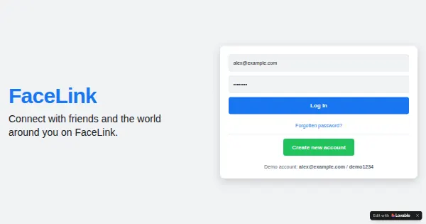 Screenshot of facelink social